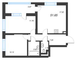 3 ккв (Евро) № 608 Корп.: 2.3 , Секция 3.3  в ЖК Дворцовый фасад