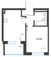 1 ккв № 620 Корп.: 2.3 , Секция 3.3  в ЖК Дворцовый фасад