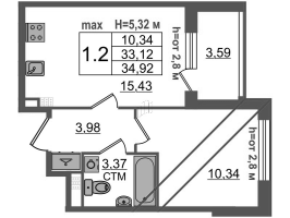 2 ккв (Евро) № 484 Корп.: 4.1 , Секция 12  в ЖК Дворцовый фасад