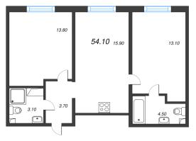 3 ккв (Евро) № 815 Корп.: 1 , Секция 3  в ЖК Дыбенко Парк