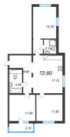 4 ккв (Евро) № 786 Корп.: 1 , Секция 3  в ЖК Дыбенко Парк