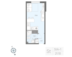 Студия № 37 Корп.: 1 , Секция 1  в ЖК Дыбенко Парк