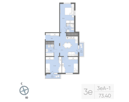 4 ккв (Евро) № 954 Корп.: 1 , Секция 3  в ЖК Дыбенко Парк
