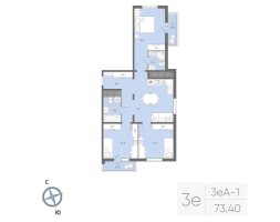4 ккв (Евро) № 898 Корп.: 1 , Секция 3  в ЖК Дыбенко Парк
