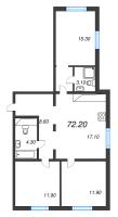 4 ккв (Евро) № 912 Корп.: 1 , Секция 3  в ЖК Дыбенко Парк