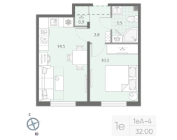 1 ккв № 116 Корп.: 1 , Секция 1  в ЖК Дыбенко Парк