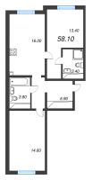 3 ккв (Евро) № 604 Корп.: 1 , Секция 2  в ЖК Дыбенко Парк