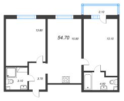 3 ккв (Евро) № 899 Корп.: 1 , Секция 3  в ЖК Дыбенко Парк