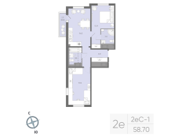 3 ккв (Евро) № 176 Корп.: 1 , Секция 1  в ЖК Дыбенко Парк