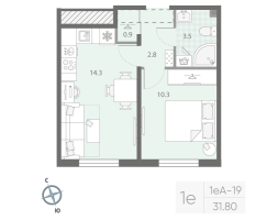 1 ккв № 767 Корп.: 1 , Секция 3  в ЖК Дыбенко Парк