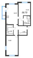 3 ккв (Евро) № 208 Корп.: 1 , Секция 1  в ЖК Дыбенко Парк