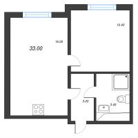 2 ккв (Евро) № 352 Корп.: 1 , Секция 2  в ЖК Дыбенко Парк
