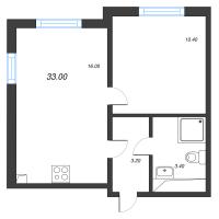 2 ккв (Евро) № 58 Корп.: 1 , Секция 1  в ЖК Дыбенко Парк