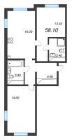 3 ккв (Евро) № 144 Корп.: 1 , Секция 1  в ЖК Дыбенко Парк