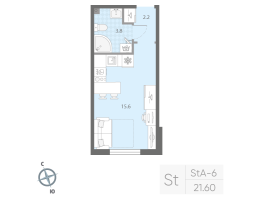Студия № 13 Корп.: 1 , Секция 1  в ЖК Дыбенко Парк