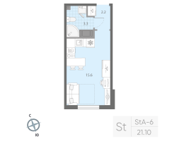 Студия № 49 Корп.: 1 , Секция 1  в ЖК Дыбенко Парк