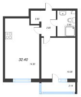 1 ккв № 823 Корп.: 1 , Секция 3  в ЖК Дыбенко Парк
