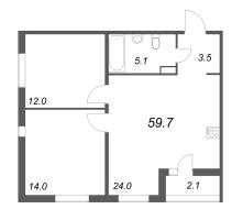 3 ккв (Евро) № 123 Корп.: 1 , Секция А  в ЖК Дзета