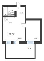 2 ккв (Евро) № 233 Корп.: 1 , Секция 8  в ЖК ЭКО Квартал NEGA