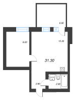 2 ккв (Евро) № 25 Корп.: 1 , Секция 2  в ЖК ЭКО Квартал NEGA