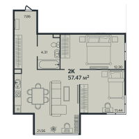 3 ккв (Евро) № 23 Корп.: 1 , Секция 1  в ЖК Эдельвейс.Выборг