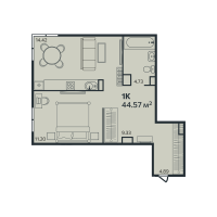 1 ккв № 4 Корп.: 2 , Секция 1  в ЖК Эдельвейс.Выборг