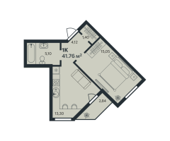 1 ккв № 12 Корп.: 1 , Секция 2  в ЖК Эдельвейс.Янино