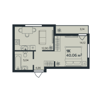 1 ккв № 4 Корп.: 1 , Секция 1  в ЖК Эдельвейс.Янино