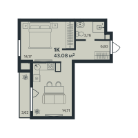 1 ккв № 52 Корп.: 1 , Секция 1  в ЖК Эдельвейс.Янино
