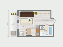 Студия № 86 Корп.: 1.4 , Секция 1  в ЖК Эко Квартал Гармония