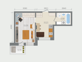 1 ккв № 51 Корп.: 1.4 , Секция 1  в ЖК Эко Квартал Гармония