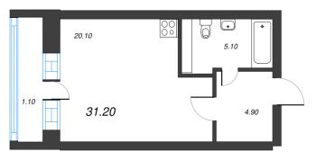 Студия № 23 Корп.: 1.1 , Секция 1  в ЖК Эко Квартал Гармония