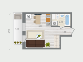 Студия № 130 Корп.: 1.4 , Секция 1  в ЖК Эко Квартал Гармония
