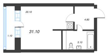 Студия № 22 Корп.: 1.1 , Секция 1  в ЖК Эко Квартал Гармония