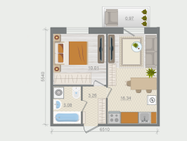 2 ккв (Евро) № 76 Корп.: 1.4 , Секция 1  в ЖК Эко Квартал Гармония