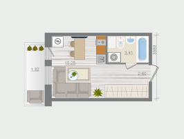 Студия № 102 Корп.: 1.4 , Секция 1  в ЖК Эко Квартал Гармония