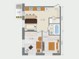 3 ккв (Евро) № 84 Корп.: 1.4 , Секция 1  в ЖК Эко Квартал Гармония