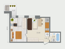 2 ккв (Евро) № 20 Корп.: 1.4 , Секция 1  в ЖК Эко Квартал Гармония