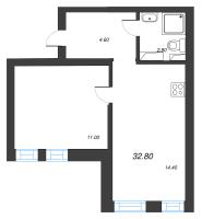 1 ккв № 210 Корп.: 1 , Секция 7  в ЖК Эко Квартал Нега