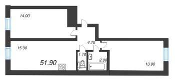 3 ккв (Евро) № 164 Корп.: 1 , Секция 5  в ЖК Эко Квартал Нега