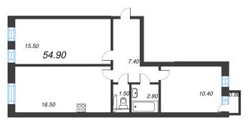 3 ккв (Евро) № 212 Корп.: 1 , Секция 7  в ЖК Эко Квартал Нега