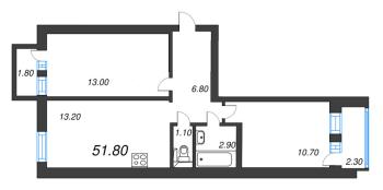 2 ккв № 191 Корп.: 1 , Секция 6  в ЖК Эко Квартал Нега