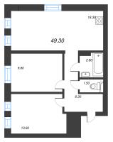 3 ккв (Евро) № 197 Корп.: 1 , Секция 7  в ЖК Эко Квартал Нега