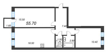 3 ккв (Евро) № 220 Корп.: 1 , Секция 7  в ЖК Эко Квартал Нега