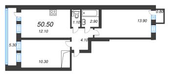 2 ккв № 188 Корп.: 1 , Секция 6  в ЖК Эко Квартал Нега