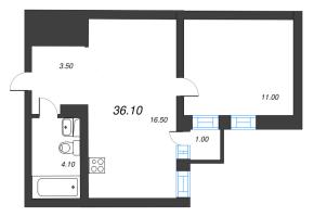 2 ккв (Евро) № 219 Корп.: 1 , Секция 7  в ЖК Эко Квартал Нега