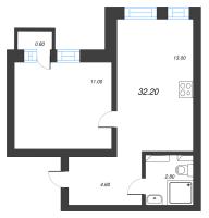 1 ккв № 132 Корп.: 1 , Секция 4  в ЖК Эко Квартал Нега