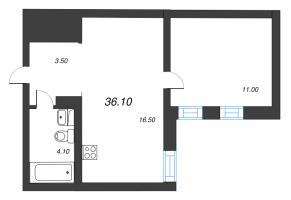 2 ккв (Евро) № 211 Корп.: 1 , Секция 7  в ЖК Эко Квартал Нега