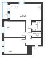 3 ккв (Евро) № 213 Корп.: 1 , Секция 7  в ЖК Эко Квартал Нега