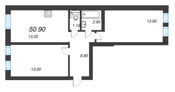 2 ккв № 161 Корп.: 1 , Секция 5  в ЖК Эко Квартал Нега